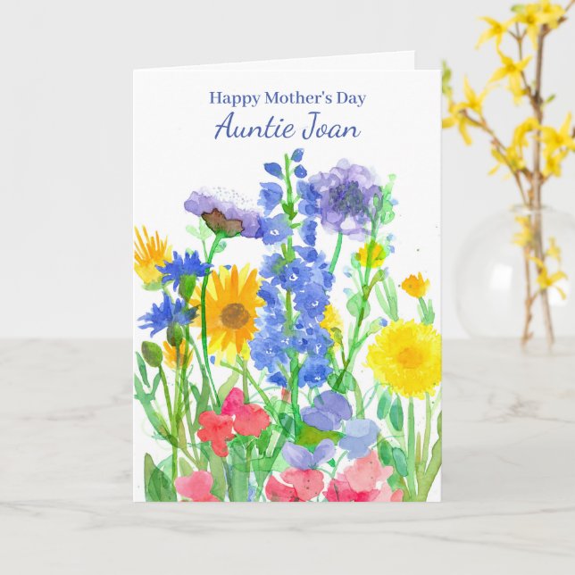 Happy Mother's Day Aunt Wildflower Bouquet Card (Yellow Flower)