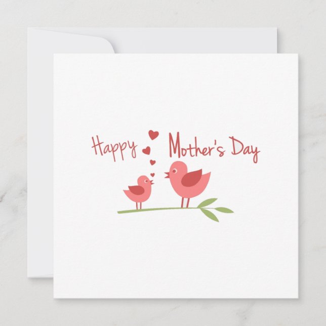 Happy Mothers Day Baby Bird Tweets Love To Mum Holiday Card (Front)