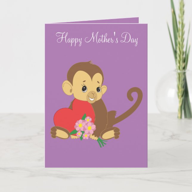 Happy Mother's Day Baby Monkey Card (Front)