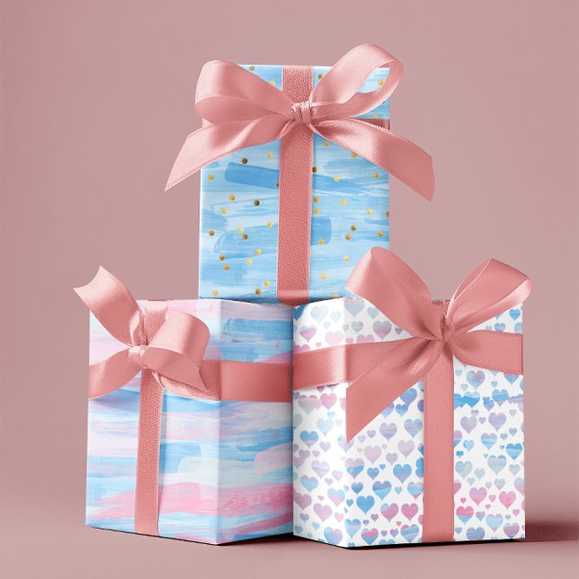 Happy Mother's day baby pink & blue set of 3 Wrapping Paper Sheet (Happy Mother's day baby pink & blue set of 3 Wrapping Paper Sheets)