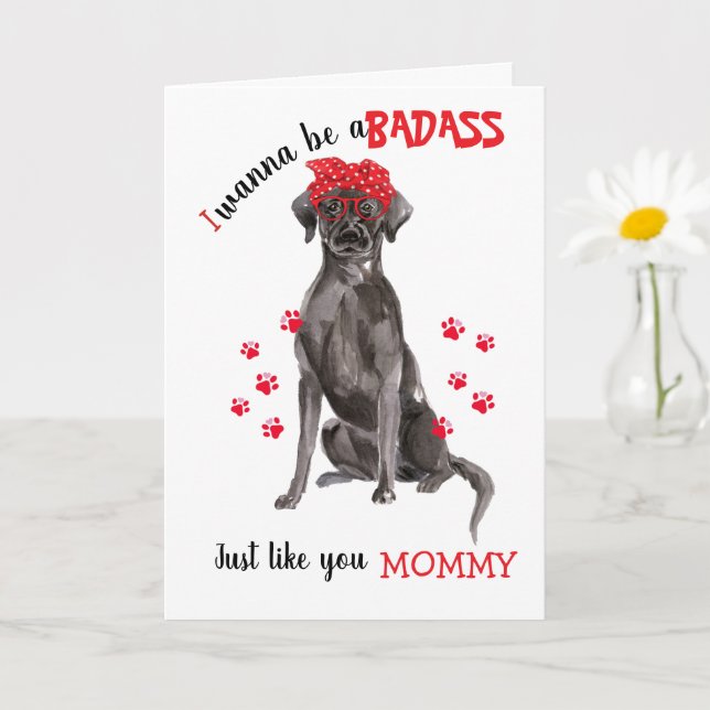 Happy Mother's Day Badass Black Labrador Dog Card (Small Plant)