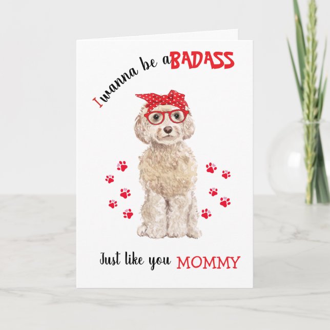Happy Mother's Day Badass Blond Labradoodle Dog Card (Front)