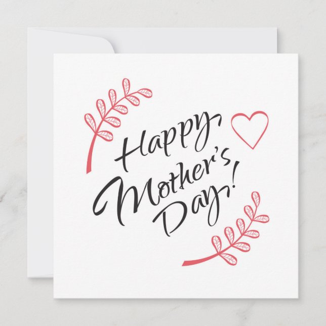 Happy Mother's Day Beautiful Flowers Calligraphy Invitation (Front)