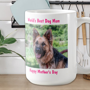 Happy Mother's Day - Best Dog Mum - Pink Pet Photo Coffee Mug