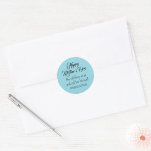 Happy Mother's Day Bible Verse Light Blue Classic Round Sticker