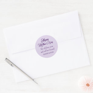 Happy Mother's Day Bible Verse Light Purple      Classic Round Sticker