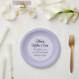 Happy Mother's Day Bible Verse Light Purple Paper Plate