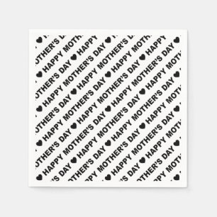 Happy Mother's Day Black on White Paper Napkin