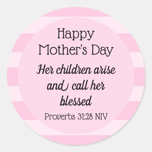 Happy Mother's Day Blessed Bible Verse Christian Classic Round Sticker (Front)