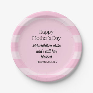 Happy Mother's Day Blessed Bible Verse Christian Paper Plate