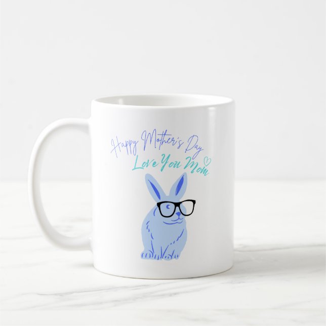 Happy Mothers Day Blue Bunny   Coffee Mug (Left)