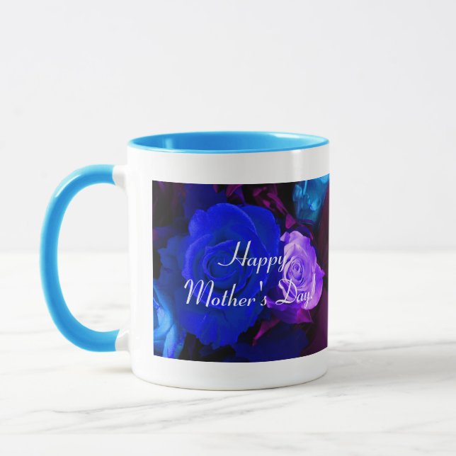 Happy Mother's Day Blue Purple Rose V Mug (Left)