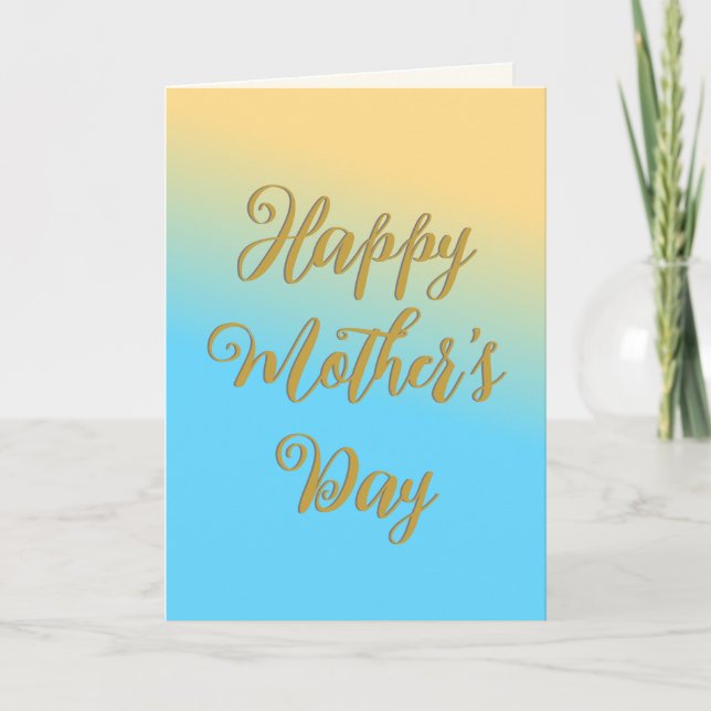 Happy Mother's Day Blue Yellow Ombre Chic Pretty Card (Front)