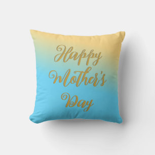 Happy Mother's Day Blue Yellow Ombre Chic Pretty Cushion