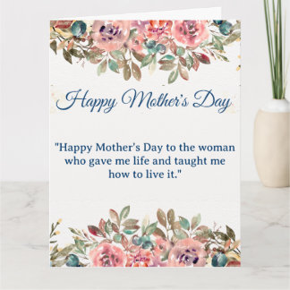 Happy Mother's Day | Blush Pink Flowers and Gold  Card