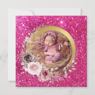Happy Mother's Day blush pink glitter photo  Holiday Card