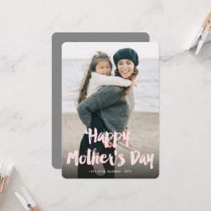 Happy Mother's Day Bold Brush Script Modern Photo Card