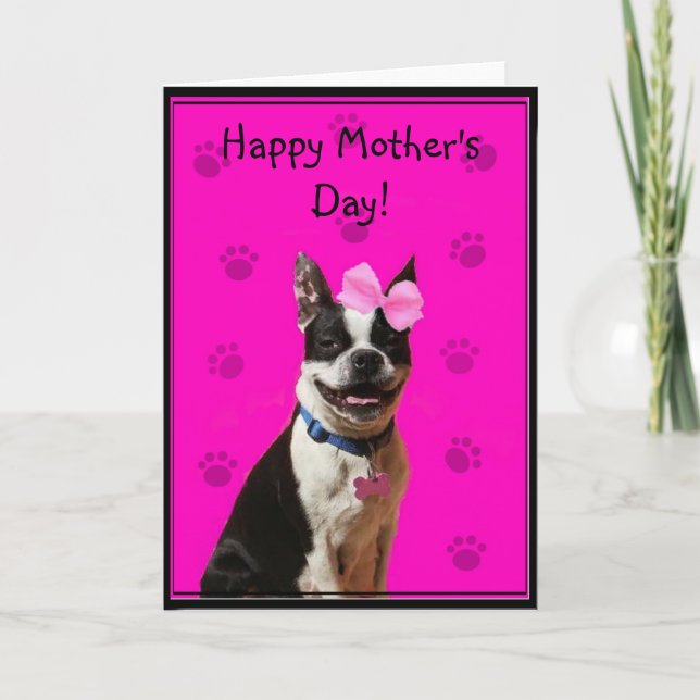 Happy Mother's Day Boston Terrier greeting card (Front)