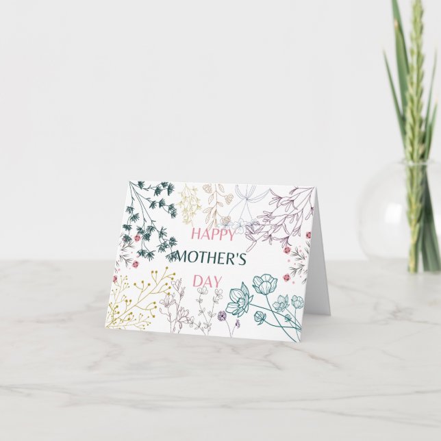 Happy mother's day Botanical Wildflowers Flower Holiday Card (Front)