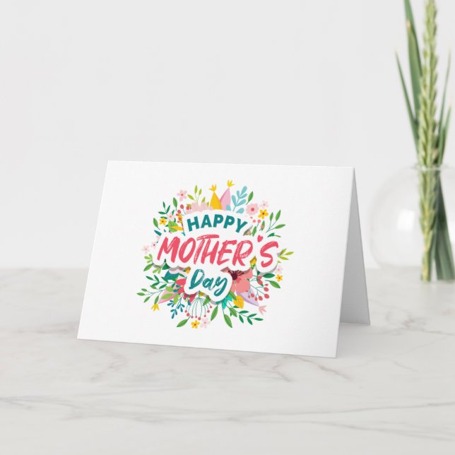 Happy Mothers Day Bright Botanical Floral Custom Card (Front)