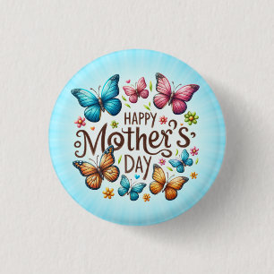 Happy Mother's Day Butterflies Clipart-61718 Wham- 3 Cm Round Badge