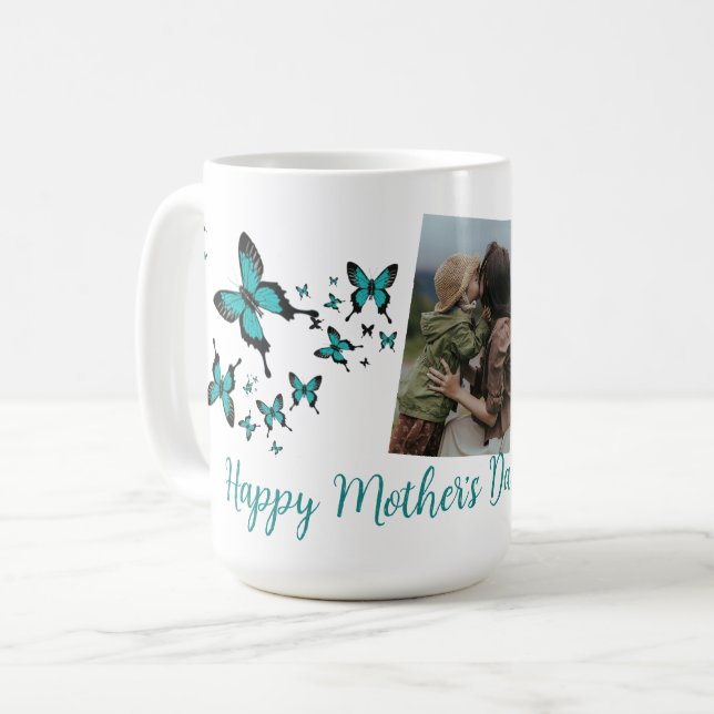Happy Mother's Day Butterfly Cute Photo  Coffee Mug (Front Left)