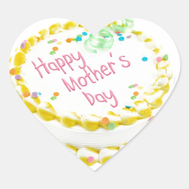 Happy Mother's day cake Heart Sticker (Front)
