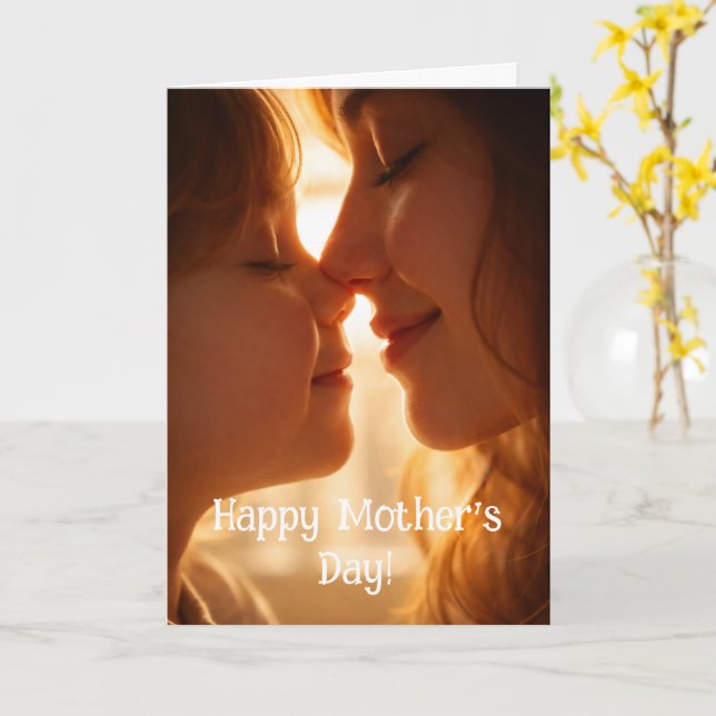 Happy Mothers Day Card - Adorable image From child (Yellow Flower)