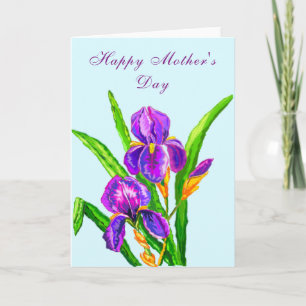 Happy Mother's Day Card Beautiful Irises Flower