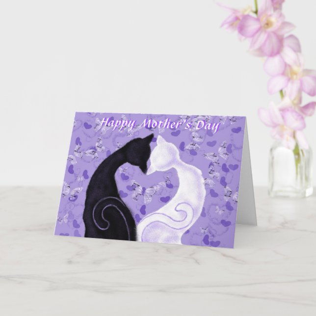 Happy Mother's Day Card Beautiful Love Cats (Orchid)