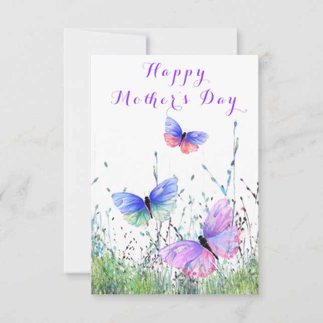 Happy Mother's Day Card Butterflies Flying Spring (Front)