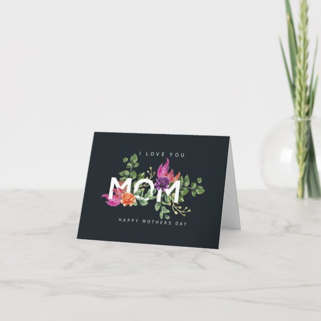 Happy Mother's Day Card "I Love You Mum" Floral (Front)