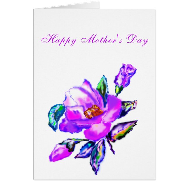Happy Mother's Day Card Purple Rose (Front)