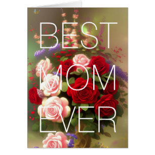 Happy Mother's Day Card Red Pink Roses Floral