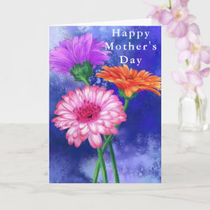 Happy Mother's Day Card Three Colour Gerberas
