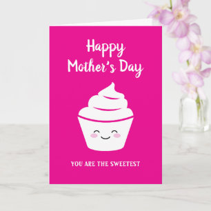 Happy Mother's Day card with cute smiling cupcake