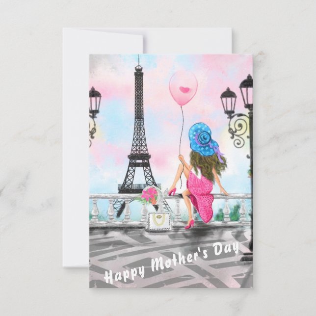 Happy Mother's Day Card Woman In Paris (Front)