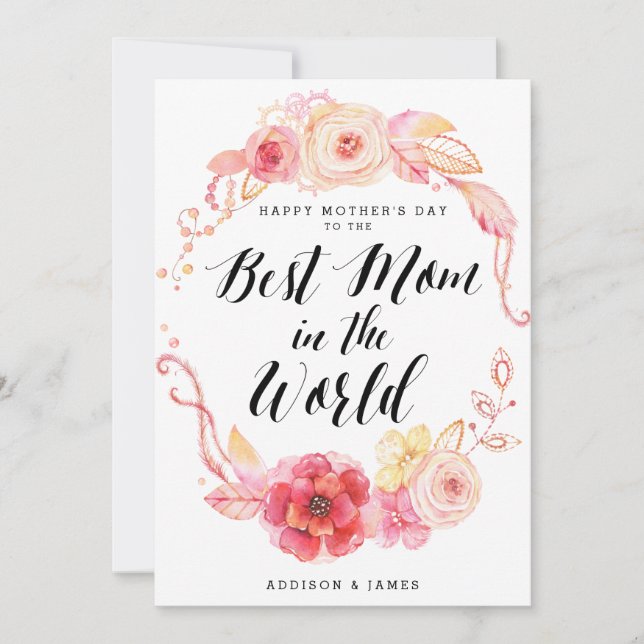 Happy Mothers Day Cards To Best Mum In The World (Front)