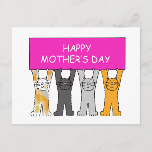 Happy Mother's Day Cartoon Cats Postcard