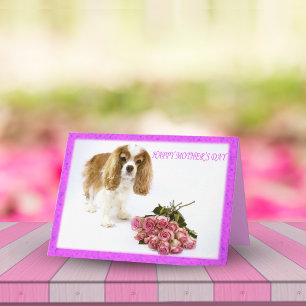 Happy Mother's Day Cavalier With Rose Bouquet Card
