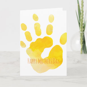 Happy Mothers Day Child Handprint Watercolor Art Note Card