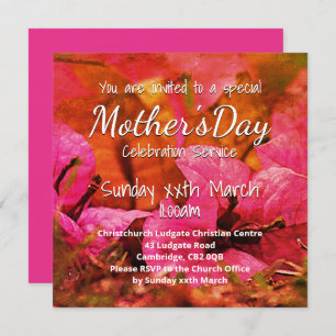 HAPPY MOTHER'S DAY Church Service Pink Floral Invitation