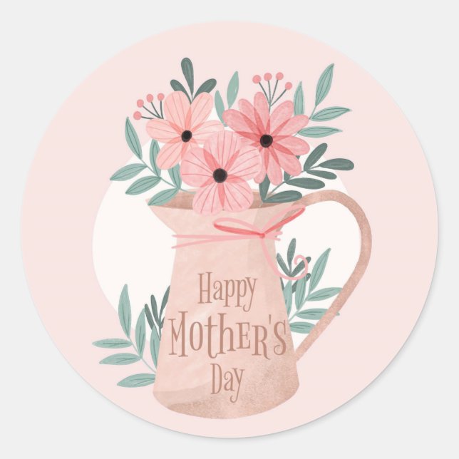 Happy Mother's Day Classic Round Sticker (Front)