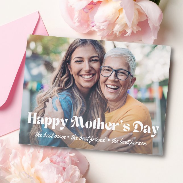 happy mothers day, classic typography  photo  holiday postcard (Creator Uploaded)