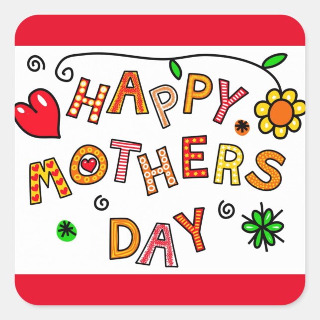Happy Mother's Day, colourful design, Square Sticker (Front)