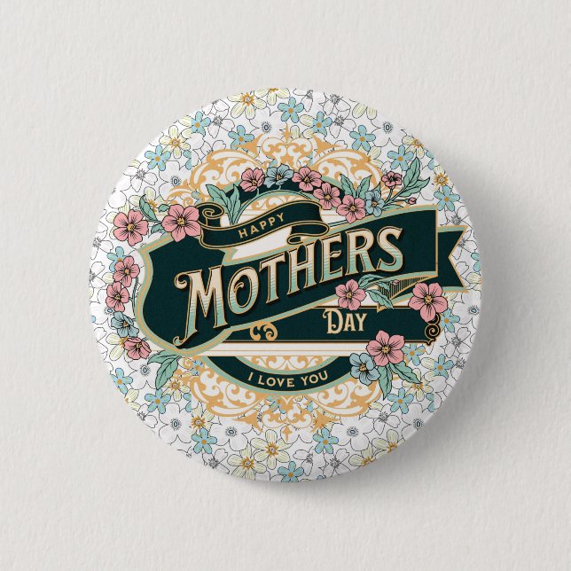 Happy Mother's Day Colourful Floral Flowers 6 Cm Round Badge (Front)