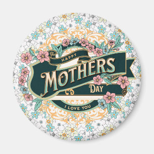 Happy Mother's Day Colourful Floral Flowers Magnet