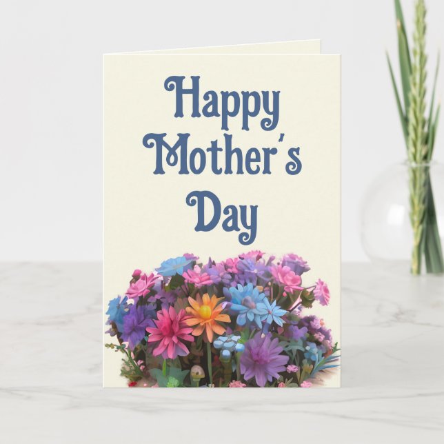 Happy Mother's Day colourful flower arrangement Thank You Card (Front)