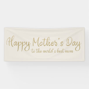 Happy Mother's Day Cream Gold Script Banner