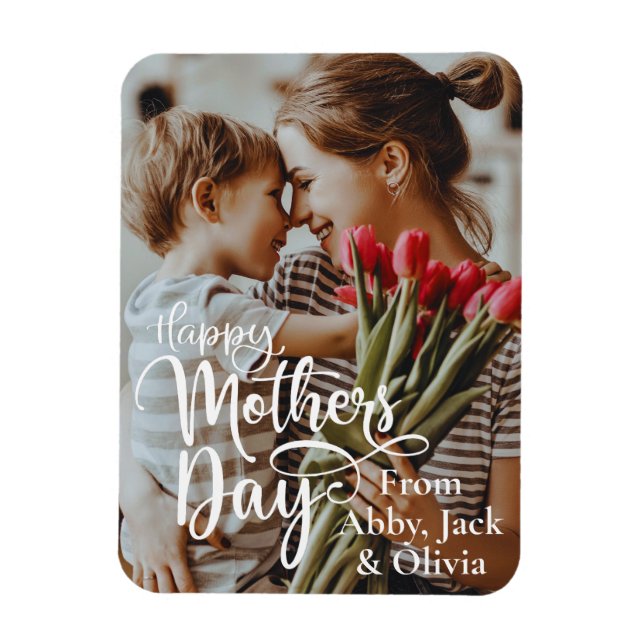 Happy Mother's Day Custom Photo and Text Magnet (Vertical)